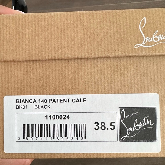 Christian Louboutin Size 38.5 black patent high heeled Bianca shoe - Picture 2 of 8